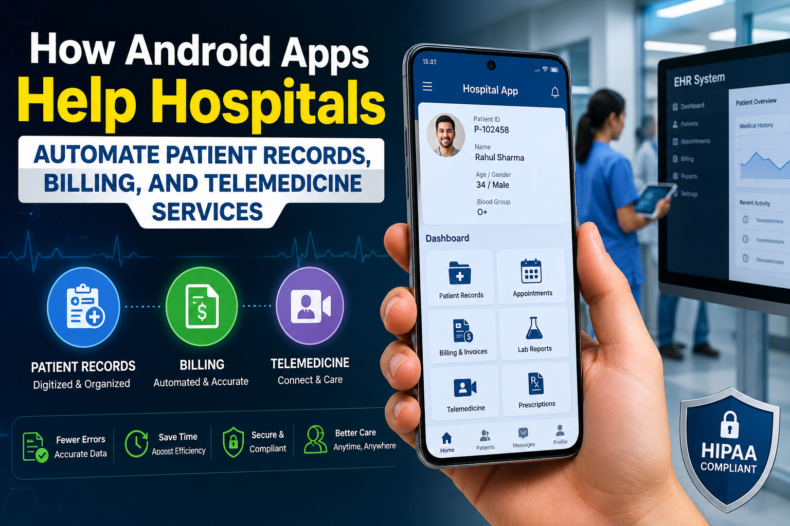 How Android Apps Help Hospitals Automate Patient Records, Billing, and Telemedicine Services